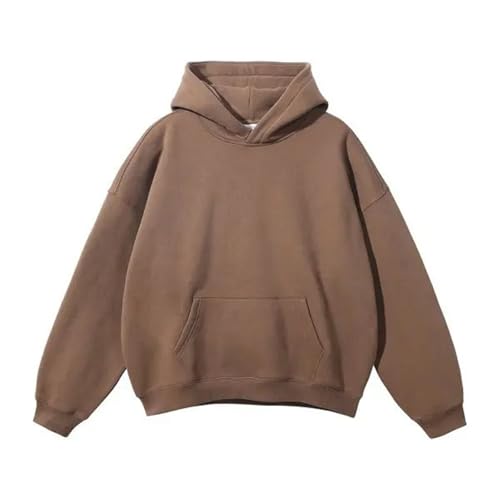 Men's Solid Cotton Hoodie Sweatshirt Fall And Winter Loose Sports Coat Plus Fleece Oversized Hoodie3