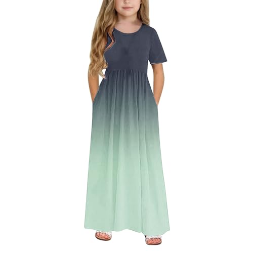 Beach Dresses for Kids Girls 2025 Vacation Gradient Swim Cover up Summer Dress Short Sleeve Boho Shirt Sundress2