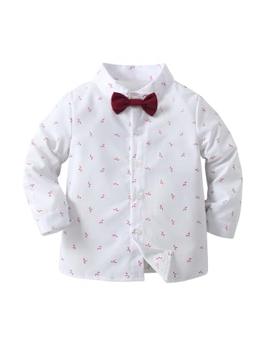 Image of Boarnseorl Baby Boys Pants Sets, Infant Long Sleeve Shirt + Pants + Bow Tie + Suspenders Outfits