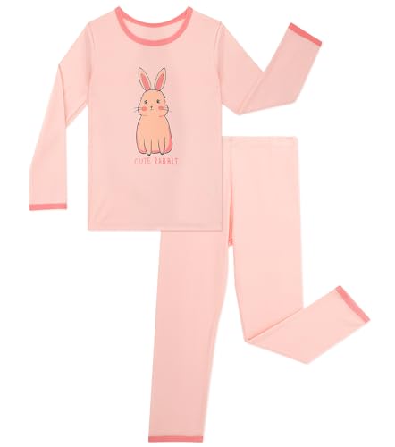 LACOFIA Kinder Mädchen Schlafanzug Baumwolle Langarm Pyjama Set Zweiteilig Nachtwäsche Bequem Pjs Mit Lange Oberteile Und Hosen Rosa Kaninchen 140-146 LACOFIA Kinder Mädchen Schlafanzug Baumwolle Langarm Pyjama Set Zweiteilig Nachtwäsche Bequem Pjs Mit Lange Oberteile Und Hosen Rosa Kaninchen 140-146