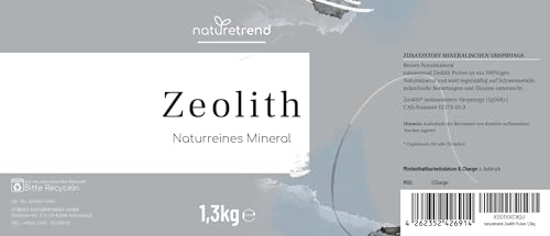 naturetrend Zeolith Pulver 1,3kg - Naturrein mit 94% in Premium-Qualität - Extra fein gemahlen, Reines & naturbelassenes Vulkangestein