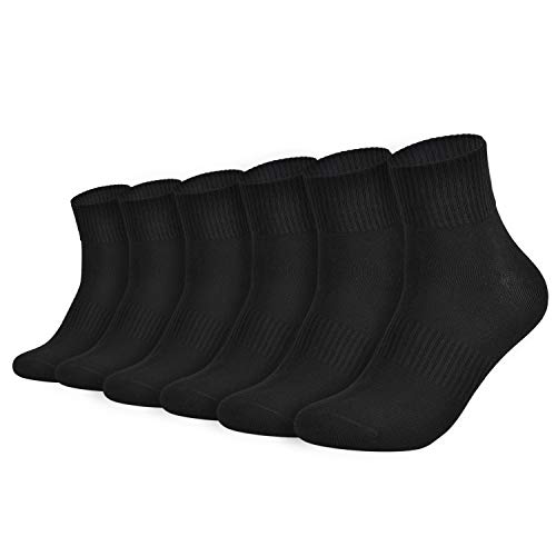 Garsumiss 6 Paar Baumwollsocken Wicking Atmungsaktiv Laufen Laufen Athletic Gentle Grip Work Schwarz Weiß Socke für Damen, Herren
