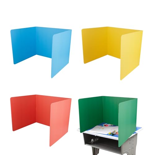 BigKego Lot de 4 cloisons de séparation de bureau pliables - Protection visuelle - En plastique - Pour l'école, le bureau, la bibliothèque