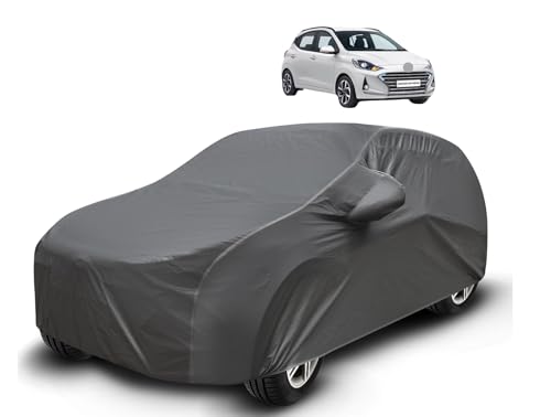 Image of Auto Hub Waterproof Car Cover Compatible with Grand i10 Nios with Mirror Pockets, Soft Cotton Lining, Grand i10 Nios Car Cover Waterproof, Grey