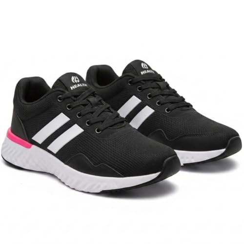 Tênis Ortopédico Feminino Academia Casual Running Corrida (PRETO/PINK, BR, Adulto, Numérico, 37)