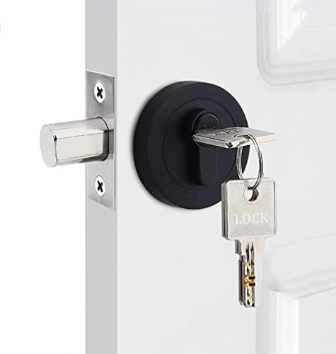 Qrity Serrure de Porte D'entrée en Alliage de Zinc, Pêne Dormant à Cylindre Unique, Serrure à Pêne Dormant Rond avec Clés, Serrure de Porte Invisible