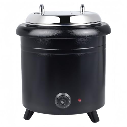 MORLU スープジャー 保温ジャー 電気式スープウォーマー 業務用 湯煎式 省エネ 温度調整 大容量 10L 13L ブラック シルバーお粥味噌汁カレー ビュッフェ レストラン キッチン用品 ステンレス鋼食品用釜ウォーマー スープ保温鍋 屋台を設置する