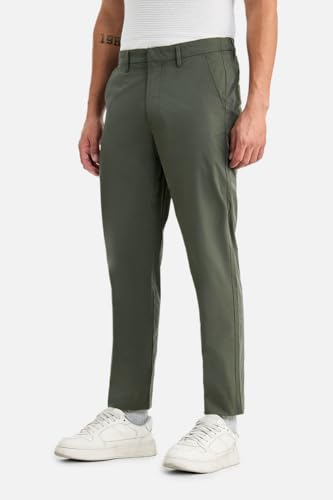 Image of SNITCH Men Trousers Casual Wear | Regular Fit Mid Rise Straight Leg Solid Pattern | Durable Polyester & Plain Weave Fabric for Daily Use & Office Outings