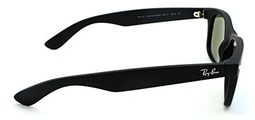 Ray-Ban womens Rb2132 New Wayfarer sunglasses, Rubber Black Frame/Grey Mirror Blue Lens 622/17, Medium US4