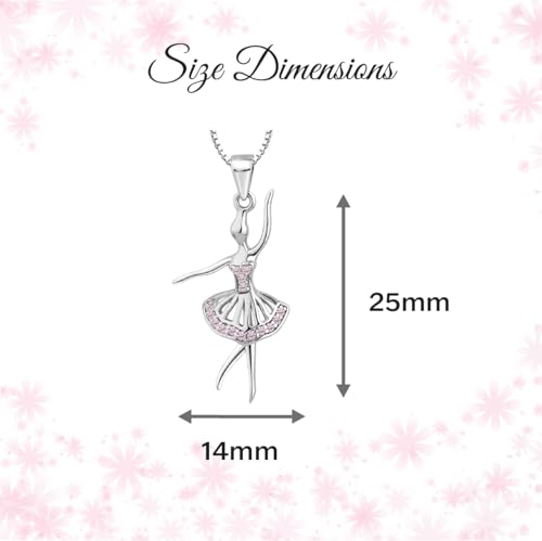 Cherished Moments Girl's Sterling Silver Ballerina Charm Necklace with Pink Sparkling CZs4