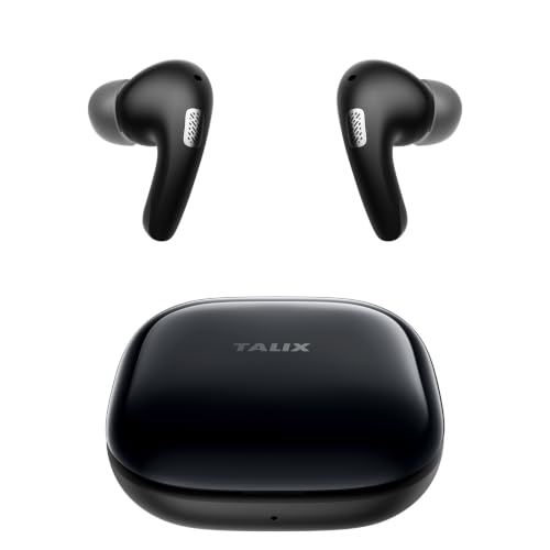Image of TALIX T30 Noise Cancelling Earbuds with Phone Stand, Punchy Bass, 4-Mic, True Wireless Bluetooth 6.0 in Ear Headphones, 28H Playtime, IPX4 (Black)