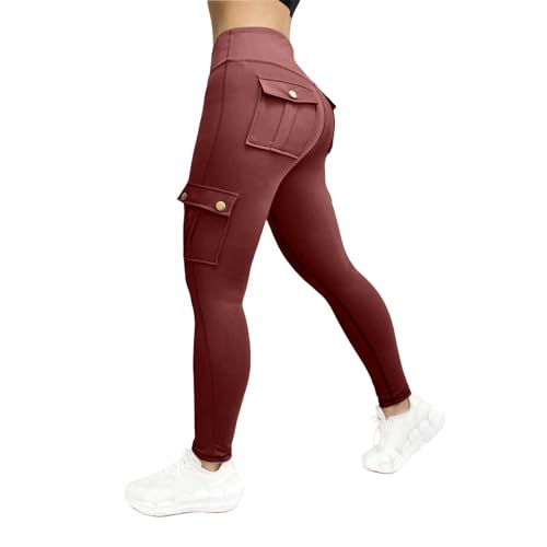 Elogoog Calça de ioga feminina de cintura alta casual cintura alta controle de barriga treino calças