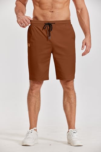 Image of COOFANDY Mens Casual Shorts Cotton Elastic Waist Drawstring Shorts Lightweight Summer Beach Shorts
