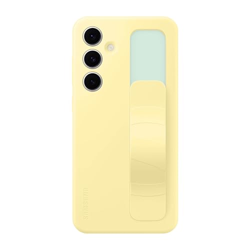 Image of Samsung Galaxy S24 FE Standing Grip Phone Case, Protective Silicone Cover with Hand Strap, Hands-Free Kickstand, Soft Touch, Durable Design, US Version, Yellow