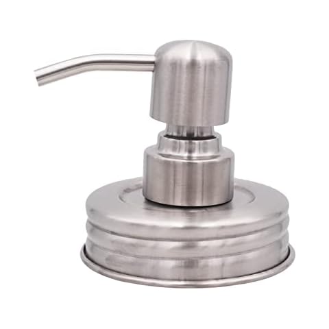 Satin/Brushed #4 Stainless Steel Soap Pump Adapter Kit for Mason Jars (Regular Mouth) Cover