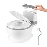 Potty Training Toilet Seat for Toddlers, Realistic Baby Potty Chair for Boys and Girls, Kids Training Toilet with Splash Guard, Anti-Slip Base, Removable Bowl & Wipe Holder (White-Grey)