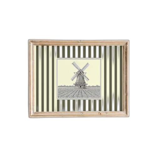 Vintage Windmill Poster With Striped Background