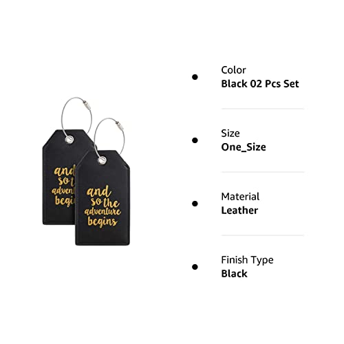 Casmonal Luggage Tags With Full Back Privacy Cover W/Steel Loops (Black 02 Pcs Set) #TOP6