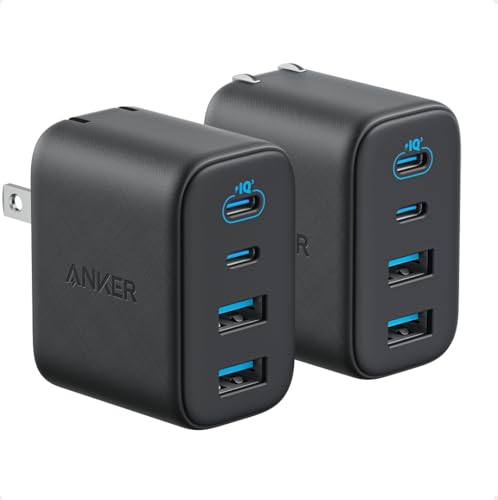 Image of Anker USB C to USB C Cable, Type-C 60W Fast Charging (6 FT, 2Pack),Zolo Charger Block, 2-Pack 4-Port Wall Adapter with 50W Max Output