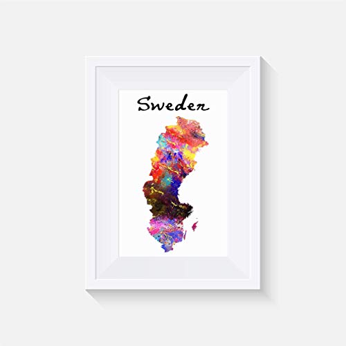 Schweden Inspiriert - Drucken - Poster - Aquarell - Wandkunst- verschiedene Größen(Rahmen Nicht Inbegriffen)