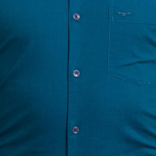 Image of Park Avenue Men's Cotton Blend Two Tone Pattern Slim Fit Cut Away Collar Full Sleeve Casual Shirt