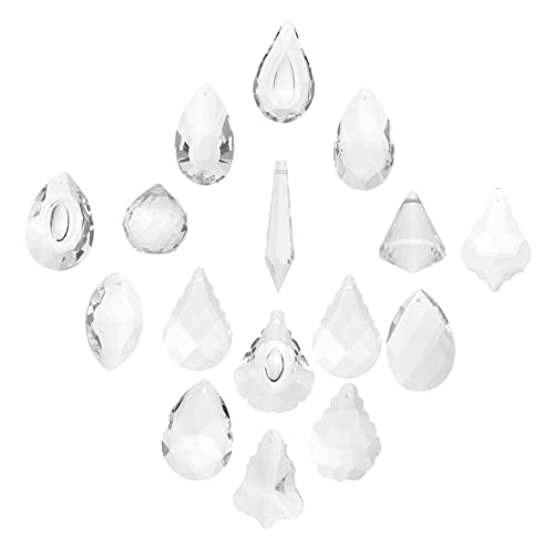 SEWOART DIY Crystal Lamp Ornaments 15pcs Crystal Prisms Hanging Pendant Window Prisms Rainbow Makers