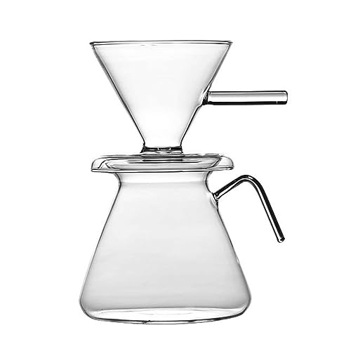 Gaxcent Set de cafetera de vertido – Incluye gotero de café de Vidrio, Soporte de Goteo de Vidrio, 600 ml,Clear