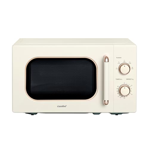 Comfee 20L 700W Cream Compact Microwave Oven – 5 Power Levels, Defrost Function, Manual Control & Safety Lock, Ideal for Small Home & Kitchen, CMO-M202NC(CM)