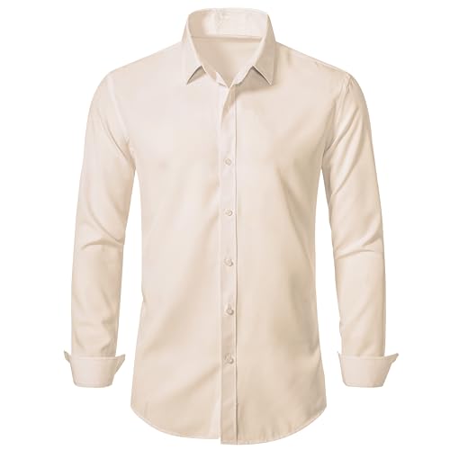 LOCALMODE Mens Stretch Slim Fit Dress Shirts Lightweight Soft Long Sleeve Casual Button Down Shirts