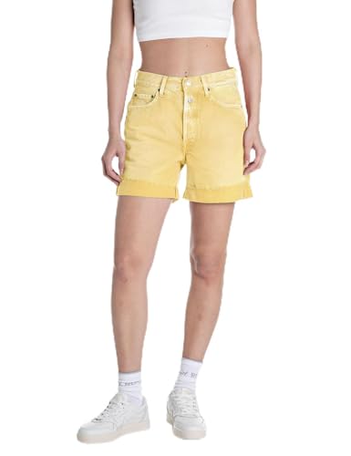 Replay 9z1 Short Pantalones Cortos de Jean, 661 Daisy Yellow, 26W para Mujer