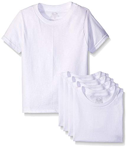 Fruit of the Loom Boys White Crews Tee, Large (Pack of 5)