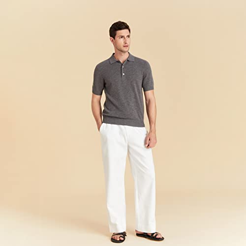 GreenMount Men's Cashmere Polo Shirt Jacquard Short Sleeve Soft Light Weight4