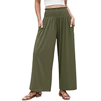 Voqeen Pantaloni Donna Estivi Pantaloni Gamba Larga Casual A Vita Alta per Donna Pantaloni Palazzo Larghi con Tasche Pantalone Donna Estivo Leggeri