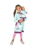 Leveret Kids & Toddler Matching Doll & Girls Dress 100% Cotton Aqua Unicorn (Size 6 Years)