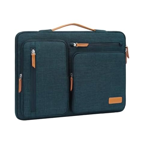 MOSISO 360 Protective Laptop Case 15 inch, 15 inch Laptop Sleeve Compatible with MacBook Air M3 M2, Surface Laptop, Dell XPS, Side Open Carrying Case with 4 Zipper Pockets&Handle, Teal Green Cover