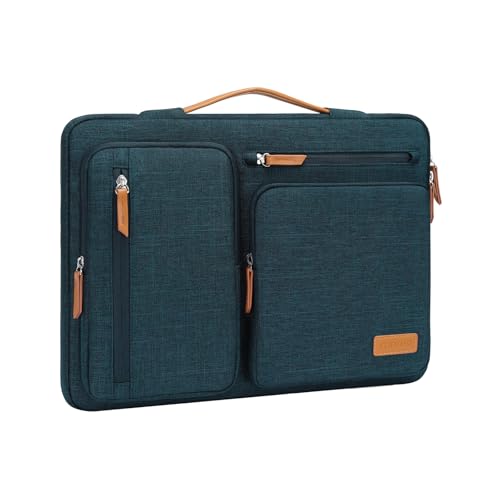 Image of MOSISO 360 Protective Laptop Case 15 inch, 15 inch Laptop Sleeve Compatible with MacBook Air M4 M3 M2 2025 2024 2023, Dell XPS Plus, Side Open Carrying Case with 4 Zipper Pockets&Handle, Teal Green