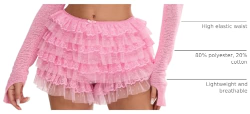 Image of NUFIWI Women Lolita Bloomers Ruffle Shorts Lace Cute Pumpkin Pants Sexy Boyshorts Layered Y2k Mini Shorts Pettipants