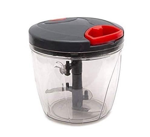 Manual Food Chopper, 1000ml Capacity, Pull String Operation with 5 Steel Blades, Clear Container with Black Lid-image-6