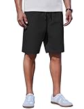 COOFANDY Mens Casual Shorts Drawstring Elastic Waist Lightweight Summer Shorts with Pockets, Black, L