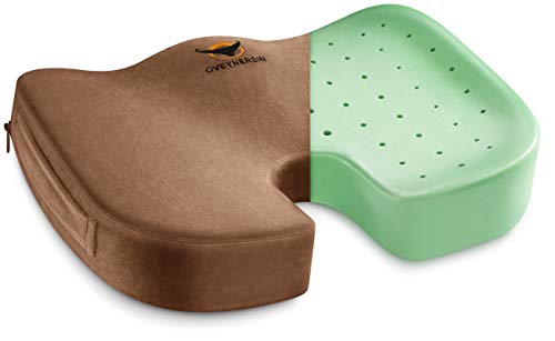 Oveynersin Seat Cushion For Office Chair Comfortable Desk Chair Cushion - 100% Memory Foam Car Seat Cushion - Coccyx Orthopedic Pad - Relieves Back, Hip, Sciatica Pain Pillow For Sitting (Brown) #TOP11
