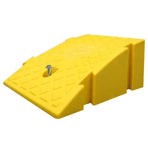 Rampa portátil ligera de plástico, resistente y soporta presión, adecuada para entradas, aceras, bicicletas y motos (Amarillo, 25 x 45 x 19 cm) miniatura 1