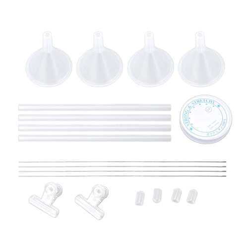 SIWOTED Herramientas de embudo de cuentas, embudo de cuentas de arcilla decorativa, kit de hilo de aguja para fabricación de joyas y manualidades (4 juegos)