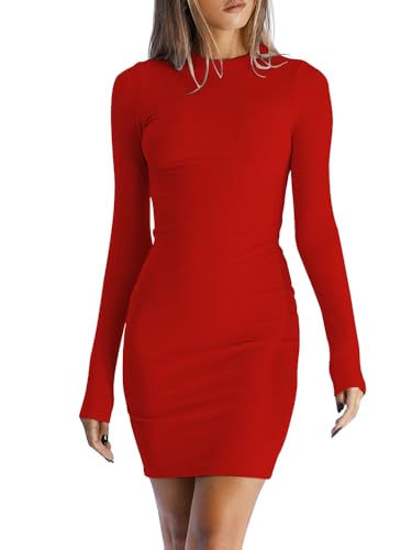 Image of Dressmine Women Long Sleeve Bodycon Maxi Dresses Sexy Wedding Party Pencil Dress Fall Trendy Casual Ribbed Midi Dress 2026