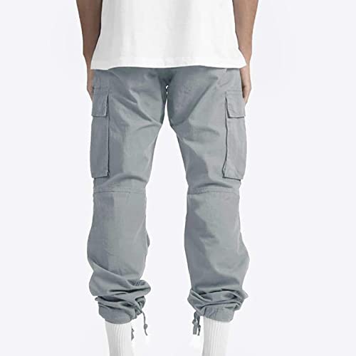 Men Solid Casual Multiple Pockets Outdoor Straight Type Fitness, Cargo Pants Trousers #TOP1