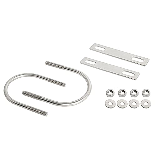Image of Round U-Bolts 2.99 inch(76mm) Inner Width M8 Thread 304 Stainless Steel Silver with Plates Nuts Flat Washers for Car /RV /Trailer Bumper, 2Pcs