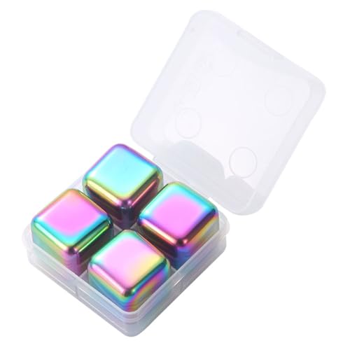 Glaçons en Acier Inoxydable, Pierres à Whisky à Refroidissement Rapide avec Pince à Glace pour Boissons (Colorful)