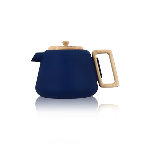 OGO LIVING - Théière en fonte Viggo 1000ml Bleue avec filtre en inox - Poignée et couvercle en...