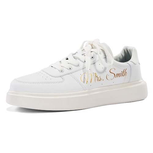 Generic Personalized Sneakers Shoes for Bride Wedding Custom Party Monogrammed Low Top Breathable Shoes, White4