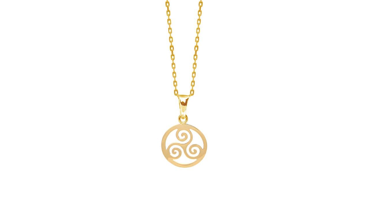Ciondolo in oro 9k a forma di cuore - Triskel, Trisquel (10 mm