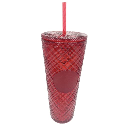 Starbucks Acrylic 2021 Winter Holiday Red Jeweled Tumbler Cold Cup 24oz Christmas